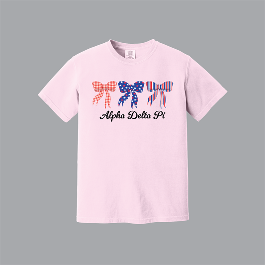 Patriotic Bows Tee, Fourth of July, Comfort Colors
