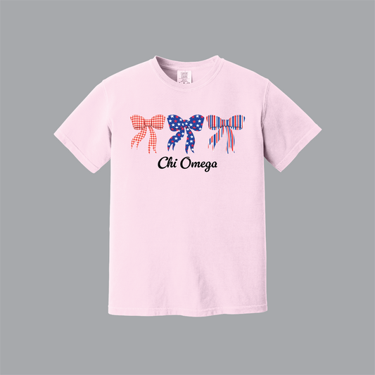 Patriotic Bows Tee, Fourth of July, Comfort Colors