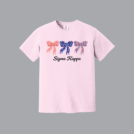 Patriotic Bows Tee, Fourth of July, Comfort Colors