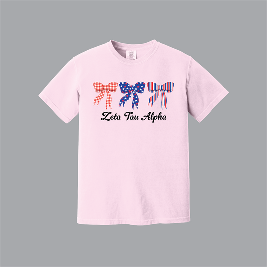Patriotic Bows Tee, Fourth of July, Comfort Colors