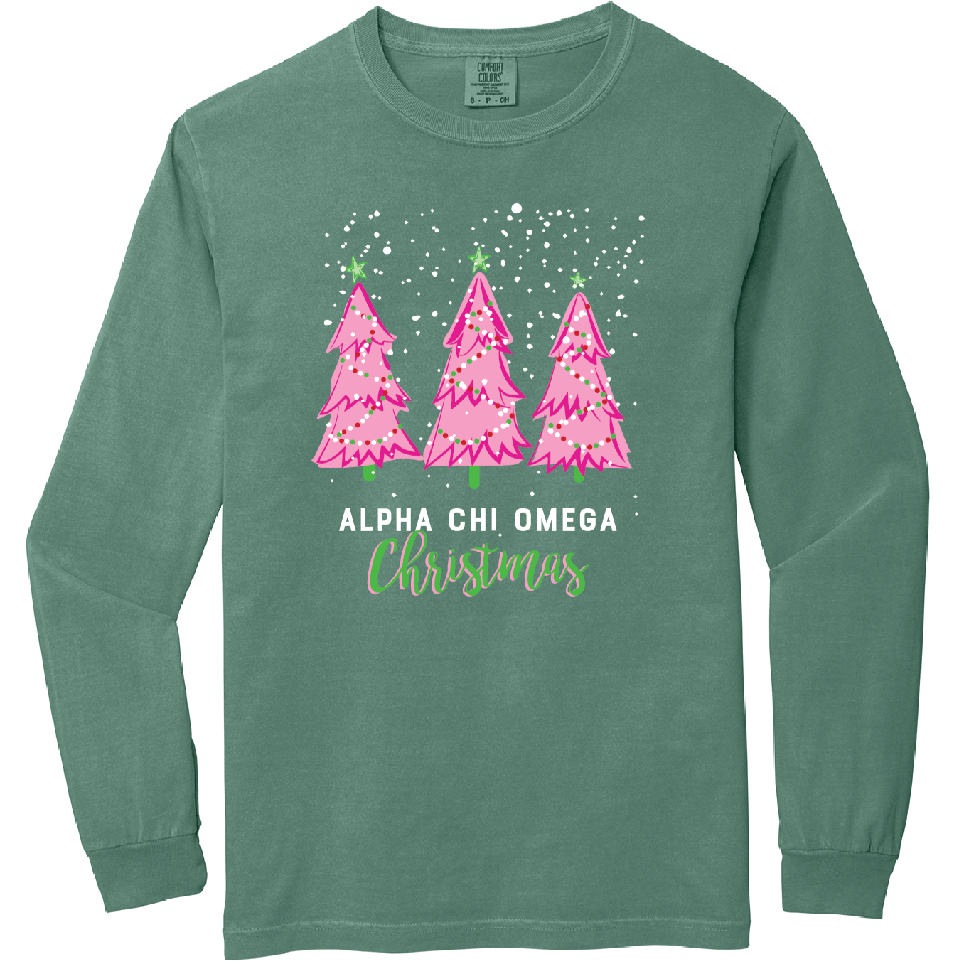 Alpha Chi Omega, Christmas Tree Long Sleeve - Sorority