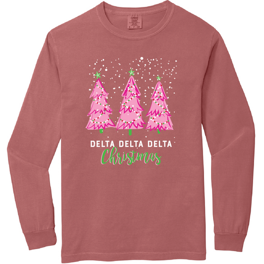 Christmas Tree Long Sleeve Tee, Comfort Colors
