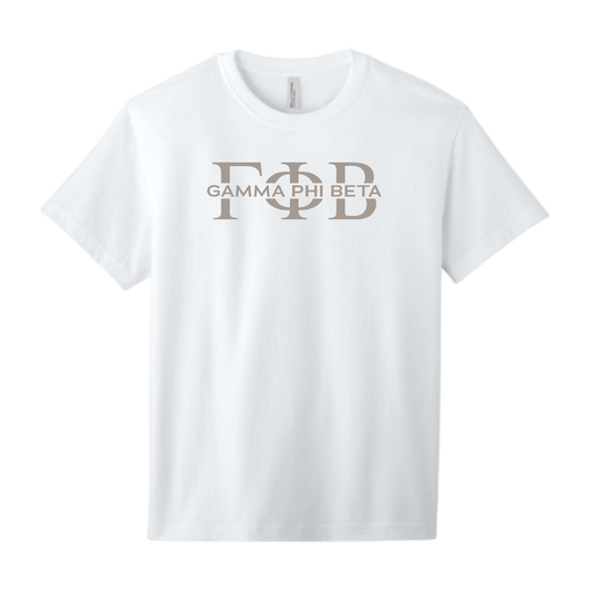 Gamma Phi Beta, Split Greek Letters Tee - Sorority
