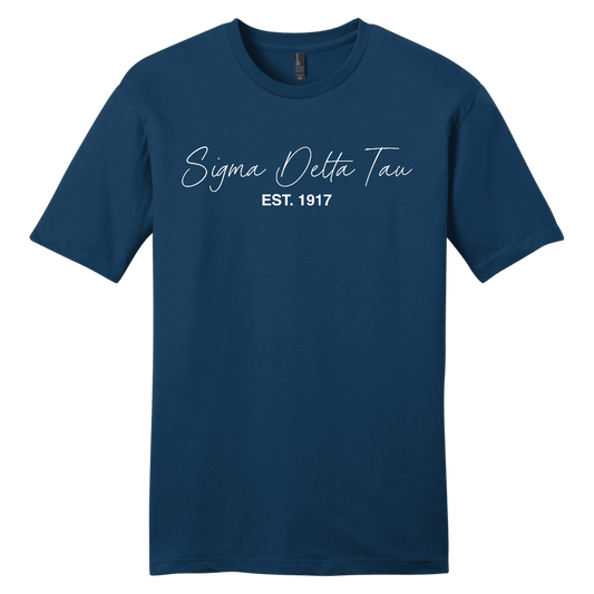 Sigma Delta Tau, Script Est. Tee - Sorority