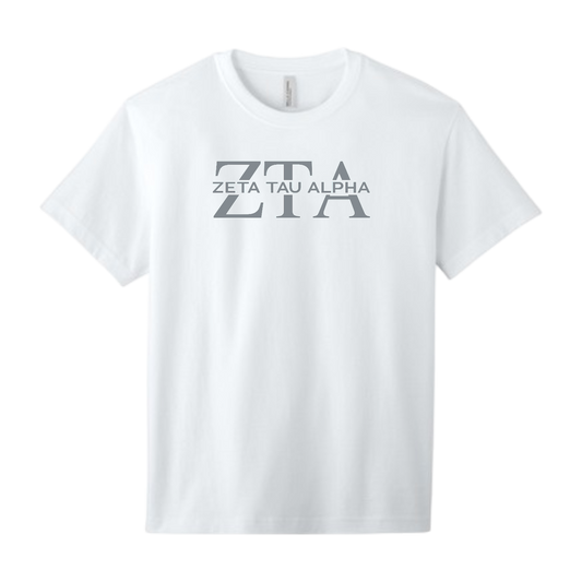 Zeta Tau Alpha, Split Greek Letters Tee - Sorority