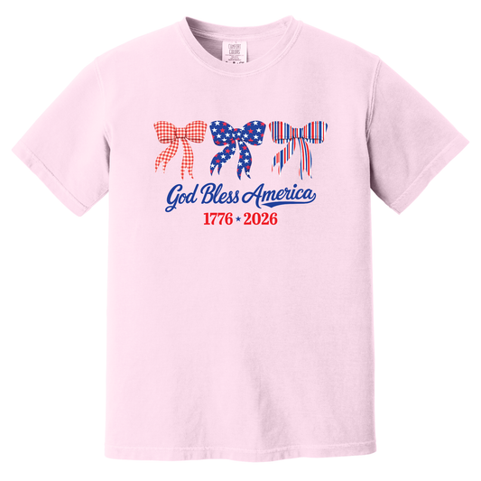 USA Bows Fourth of July 2026, Comfort Colors Tee - Serious Casual
