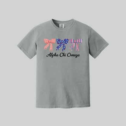 Patriotic Bows Tee, Fourth of July, Comfort Colors