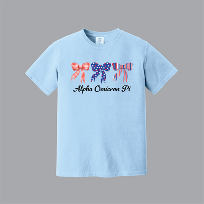 Patriotic Bows Tee, Fourth of July, Comfort Colors