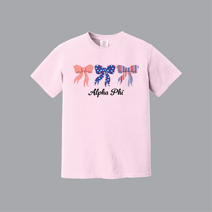 Patriotic Bows Tee, Fourth of July, Comfort Colors