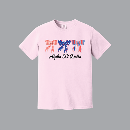 Patriotic Bows Tee, Fourth of July, Comfort Colors