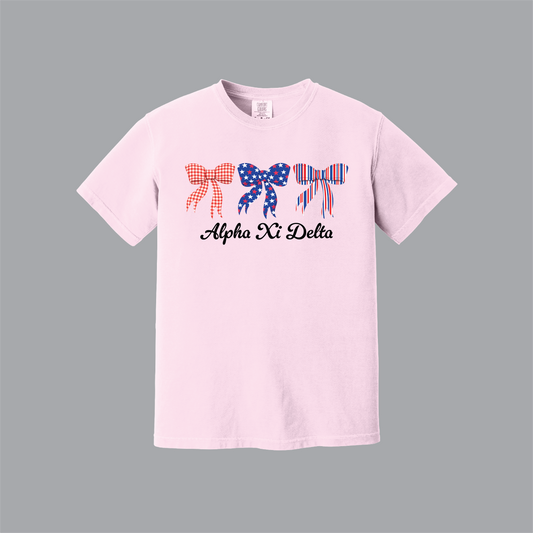 Patriotic Bows Tee, Fourth of July, Comfort Colors