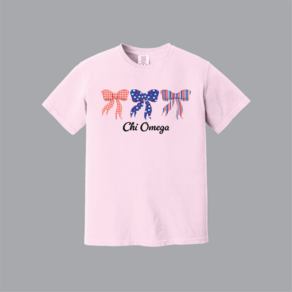 Patriotic Bows Tee, Fourth of July, Comfort Colors