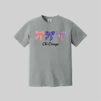Patriotic Bows Tee, Fourth of July, Comfort Colors