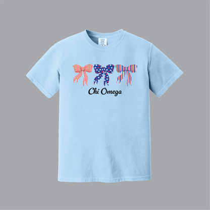 Patriotic Bows Tee, Fourth of July, Comfort Colors