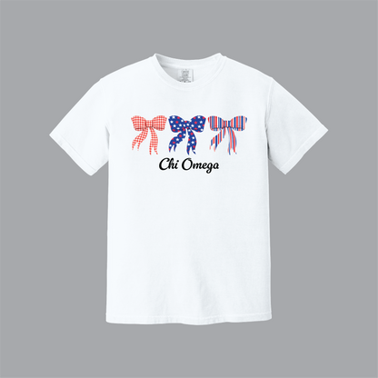 Patriotic Bows Tee, Fourth of July, Comfort Colors