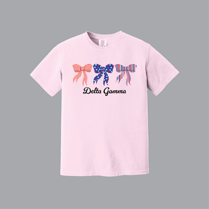 Patriotic Bows Tee, Fourth of July, Comfort Colors