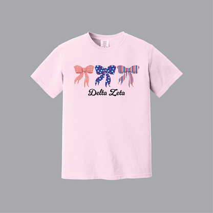 Patriotic Bows Tee, Fourth of July, Comfort Colors