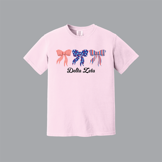 Patriotic Bows Tee, Fourth of July, Comfort Colors