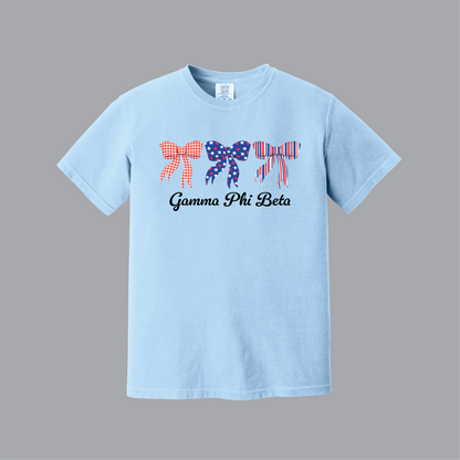 Patriotic Bows Tee, Fourth of July, Comfort Colors