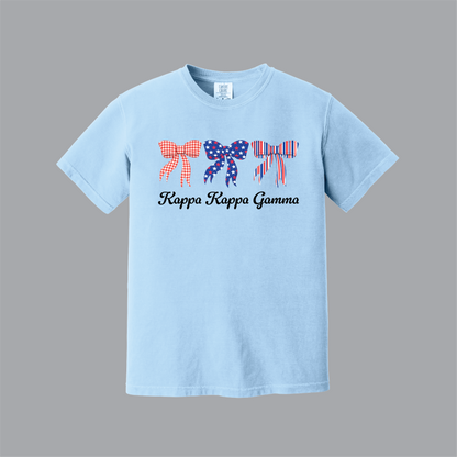 Patriotic Bows Tee, Fourth of July, Comfort Colors