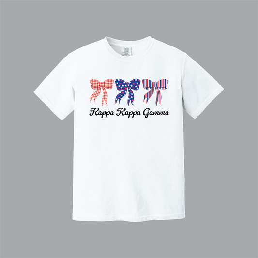Patriotic Bows Tee, Fourth of July, Comfort Colors