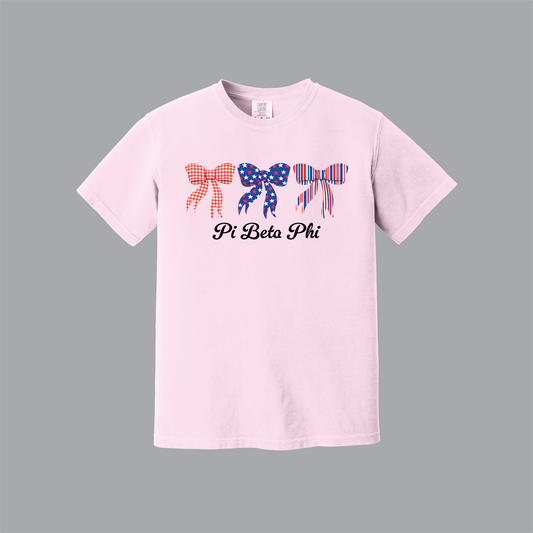 Patriotic Bows Tee, Fourth of July, Comfort Colors