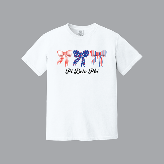 Patriotic Bows Tee, Fourth of July, Comfort Colors