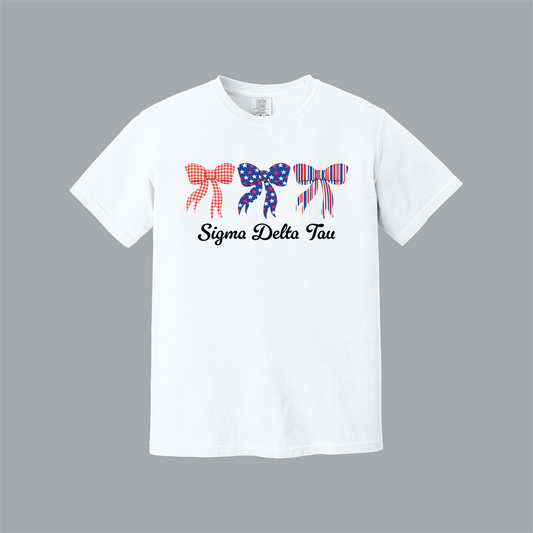 Patriotic Bows Tee, Fourth of July, Comfort Colors