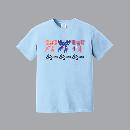 Patriotic Bows Tee, Fourth of July, Comfort Colors
