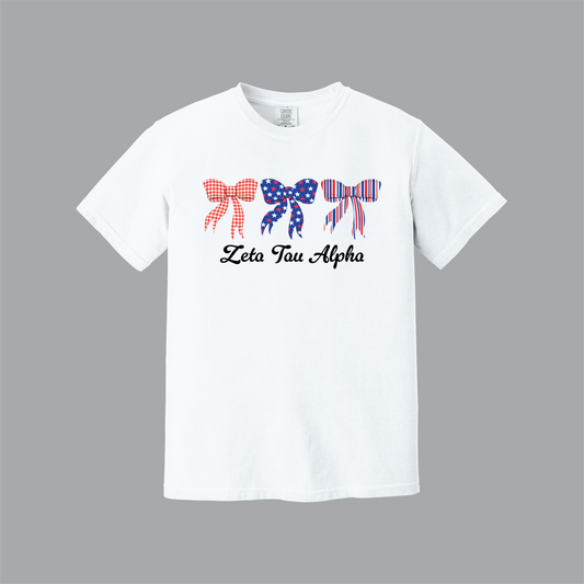 Patriotic Bows Tee, Fourth of July, Comfort Colors