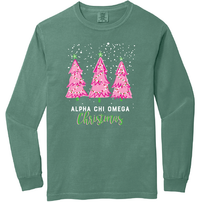 Alpha Chi Omega, Christmas Tree Long Sleeve - Sorority