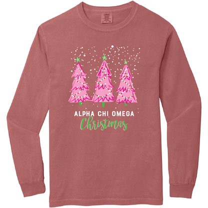 Alpha Chi Omega, Christmas Tree Long Sleeve - Sorority