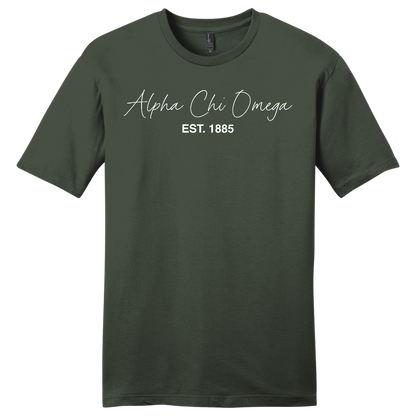 Alpha Chi Omega, Script Est. Tee - Sorority