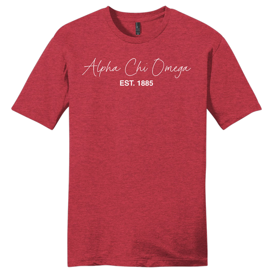 Alpha Chi Omega, Script Est. Tee - Sorority
