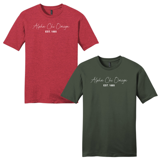 Alpha Chi Omega, Script Est. Tee - Sorority