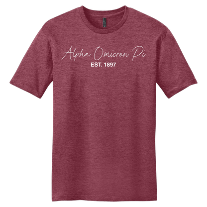 Alpha Omicron Pi, Script Est. Tee - Sorority