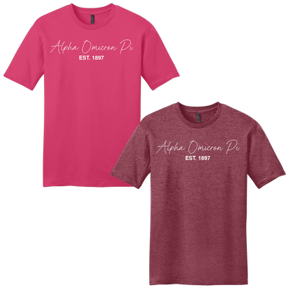 Alpha Omicron Pi, Script Est. Tee - Sorority