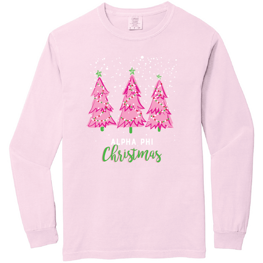 Christmas Tree Long Sleeve Tee, Comfort Colors