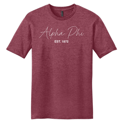 Alpha Phi, Script Est. Tee - Sorority