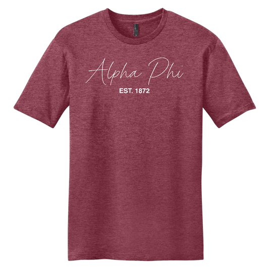 Alpha Phi, Script Est. Tee - Sorority