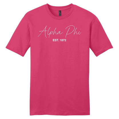 Alpha Phi, Script Est. Tee - Sorority