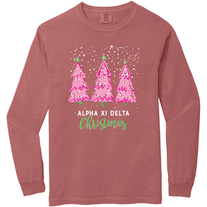 Christmas Tree Long Sleeve Tee, Comfort Colors