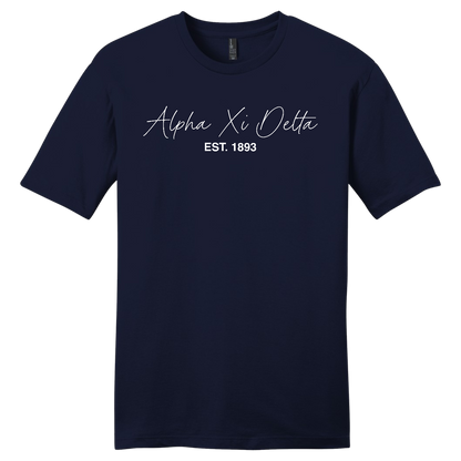 Alpha Xi Delta, Script Est. Tee - Sorority