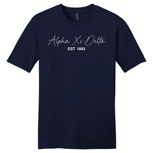Alpha Xi Delta, Script Est. Tee - Sorority