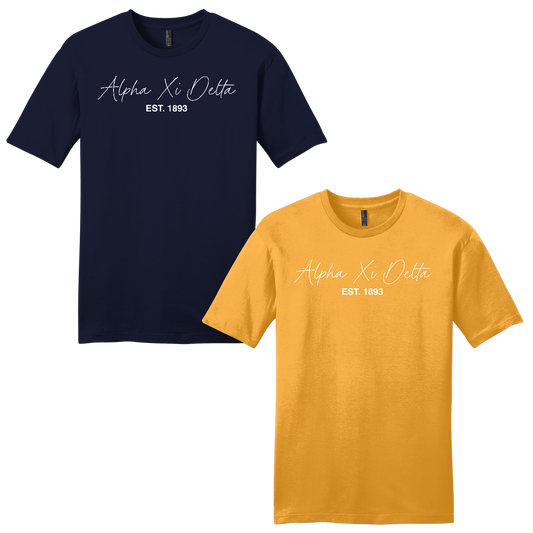 Alpha Xi Delta, Script Est. Tee - Sorority