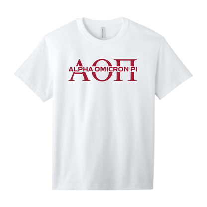 Alpha Omicron Pi, Split Greek Letters Tee - Sorority