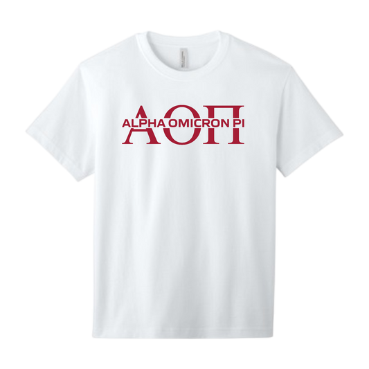 Alpha Omicron Pi, Split Greek Letters Tee - Sorority