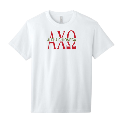 Alpha Chi Omega, Split Greek Letters Tee - Sorority