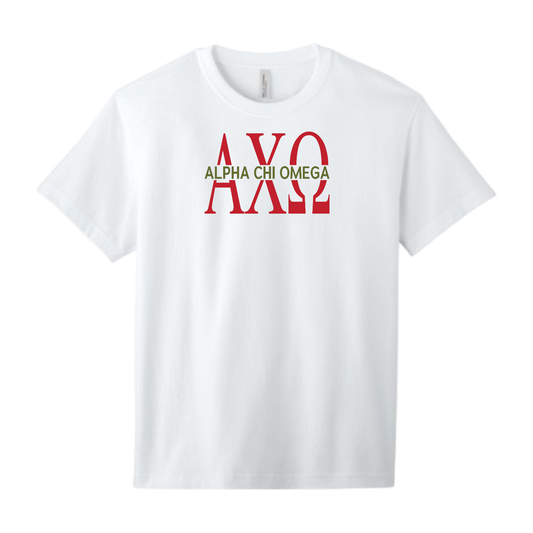 Alpha Chi Omega, Split Greek Letters Tee - Sorority