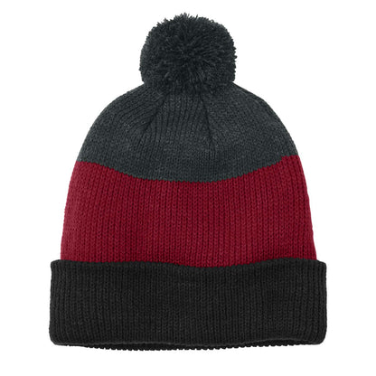 Cozy Striped Pom Beanie